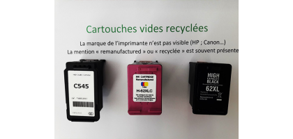 Cartouche vide HP 62 NOIR ou COULEUR - Rachat de cartouches